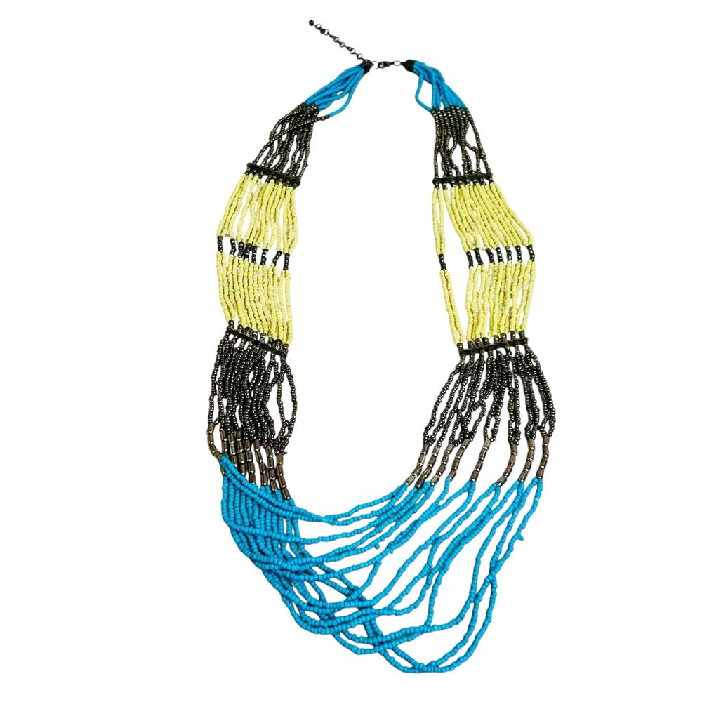 Boho Statement Multistrand Layered Colorblock See… - image 3